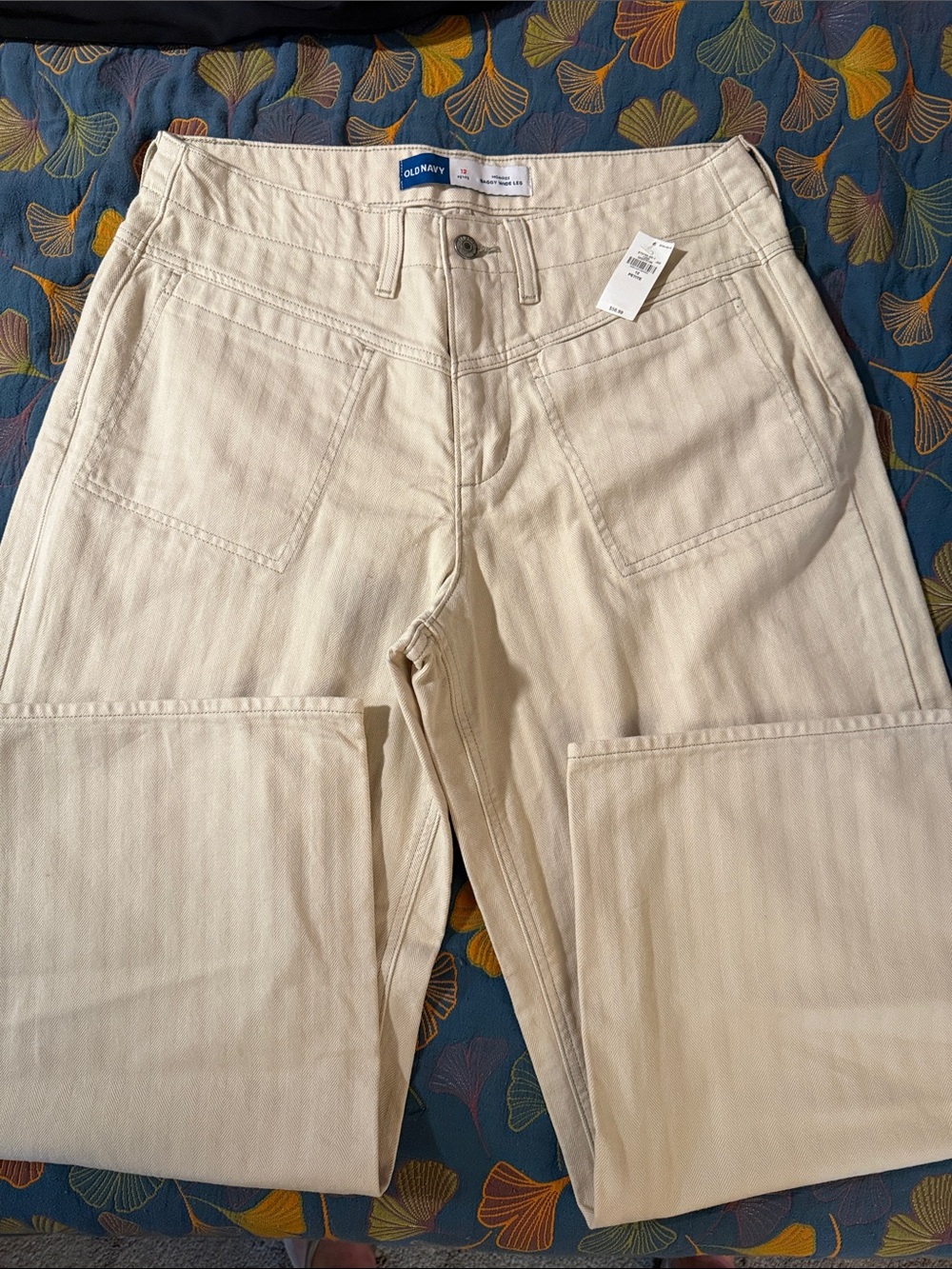 Old Navy Women's Cream Wide Leg Jeans